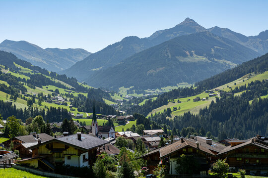 Panoramic view of the Town Alpbach in Tyrol, Austria