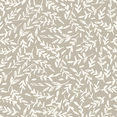 Obraz premium Seamless pattern with smal branches, twigs. Vector illustration on gray backgroud for surface design and other design projects