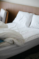 朝のベッド　起きた後