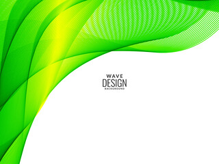 Green flowing stylish wave in white background illustration pattern
