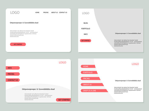 Layouts landing page design collection. Web interface for website and ux ui