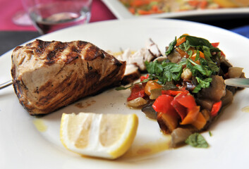 Italian and French cuisine, oysters, mussels, fish