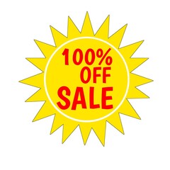 100 percent off sale price icon 