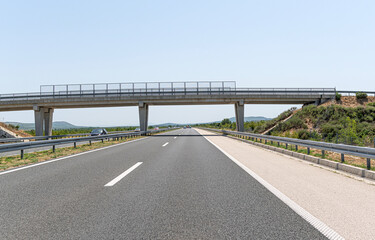 Highway bridge and cars on the road, Croatia.