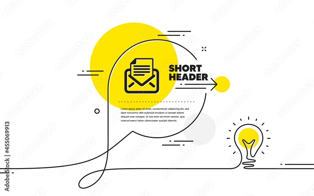 Poster mail correspondence icon. continuous line idea chat bubble banner. read message sign. e-mail symbol.