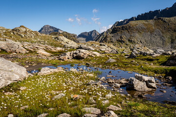The so-called "Klafferkessel" in the Schladminger Tauern. Crystal clear mountain lakes in the high alpine environment.