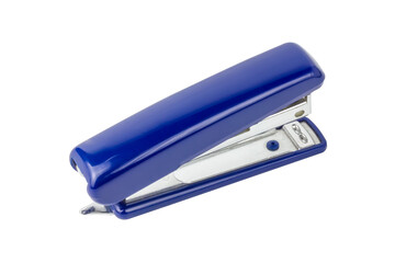 Stapler on a white background. Blue stapler. Isolate on white. Stationery.