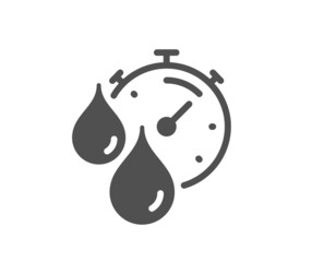 Paint drying time icon. Timer with dye drops sign. Dry time symbol. Classic flat style. Quality design element. Simple timer icon. Vector