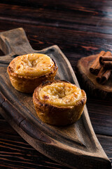 traditional portuguese cakes pasteis de nata. Typical Portuguese custard pies