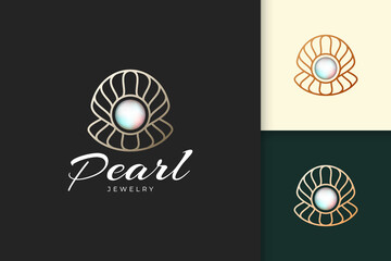 Pearl or jewelry logo in luxury and elegant fit for beauty or cosmetic industry