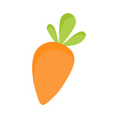 Vector carrot vegetable icon. Cute cartoon Carrot sign, symbol. Flat illustration of carrots isolated on white background. Happy easter