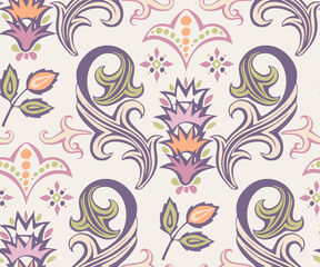 Vector ornamental hand drawing decorative baroque background. Ethnic seamless pattern ornament. Vector pattern. - 455072941
