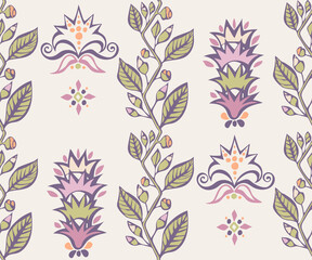 Vector ornamental hand drawing decorative baroque background. Ethnic seamless pattern ornament. Vector pattern. - 455072992