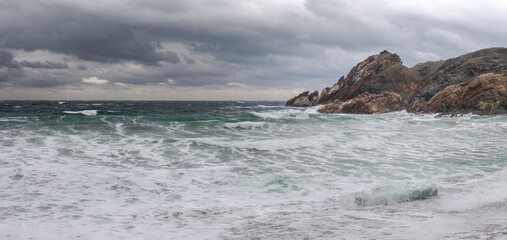 Panorama meer stimmung düster herbst sturm natur szenerie
