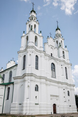 Obraz premium St. Sophia Orthodox Cathedral in Polotsk on a sunny summer day, Belarus. Historical monument.