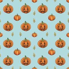 halloween pumpkin seamless pattern