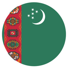 Color Turkmenistan flag template. Vector illustration of circle Turkmenistan flag