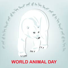 Polar bear, animal silhouettes - vector. International Animal Day. International Day for Biological Diversity.
