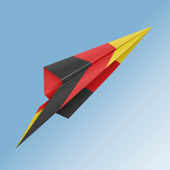 paper airplane with the flag of the country germany
