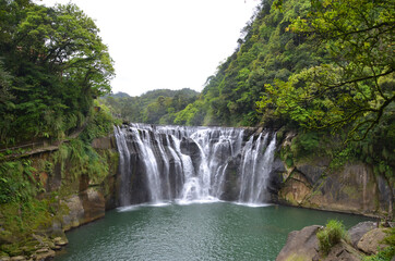 Shifen is well known for the Shifen Waterfall, a 40 metre tall waterfall that creates a rainbow as it splashes into the lake, widely regarded as the most scenic in all of Taiwan.