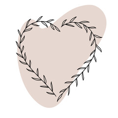 Obraz premium Floral frame, laurel wreath. Botanical vector border for your design. Logo and branding. Outline. Hand drawn