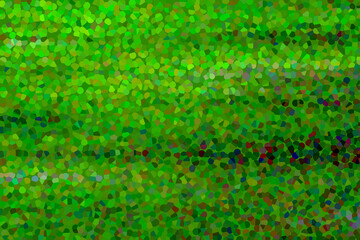 Saturated green with red and black inclusion. Pointillism