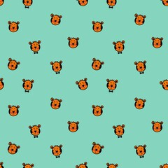 Fototapeta premium Seamless pattern with cute tiger cubs. Design for children's clothing, fabrics and other items. The illustration is hand-drawn with live lines in the kartun style.