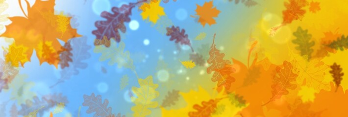 Naklejka na ściany i meble Banner on the autumn theme. Background with autumn leaves 