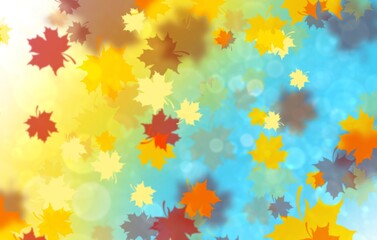 Naklejka na ściany i meble Bright colored background with autumn leaves.