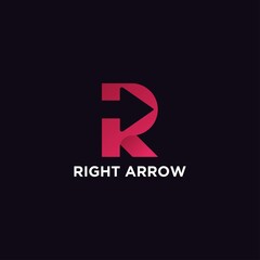 Letter R Right Arrow logo design
