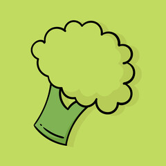 hand drawn illustration of broccoli with a vegetable theme with a mix of bright and fresh green colors