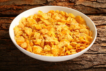 Delicious and healthy vegan diet breakfast bowl- organic cornflakes.