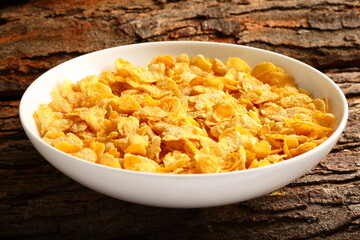 Delicious and healthy vegan diet breakfast bowl- organic cornflakes.