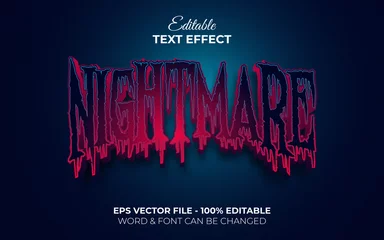 Fotobehang Nightmare text effect style. Editable text effect halloween theme. © Mockmenot