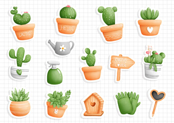 Cactus in a pot sticker, planner and scrapbook.