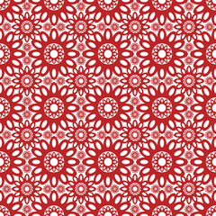 Seamless abstract graphic of red flower with 12 petals are overlapping on white background. Red flowers like the sun Pattern.Vector design creative for fabric, wrapping, textile, wallpaper, apparel.