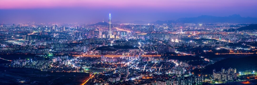 Fototapeta Seoul skyline panorama at night