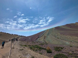 [Peru] A rainbow and The trail of Vinicunca mountain (Rainbow mountain)