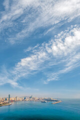 Naklejka premium Aerial photography of Qingdao Fushan Bay architectural landscape skyline