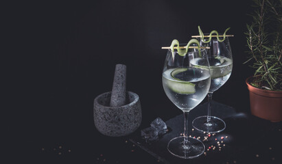 two glasses with champagne