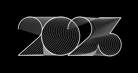 2023 animated card in typographical design. Merry Christmas and Happy New Year. - Powered by Adobe
