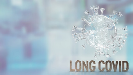 clear virus and word long covid for medical or sci concept 3d rendering