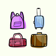 Vector set of illustrations of suitcases