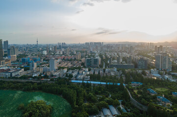 Fototapeta na wymiar Aerial photography of Nanjing Xuanwu Lake urban architecture skyline