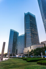 Fototapeta na wymiar Qingdao financial center skyscraper street view