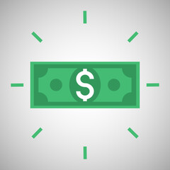Green dollar bill money icon. vector illustration