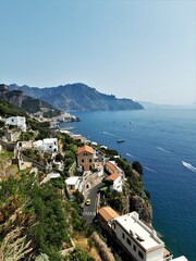 Nadmorski krajobraz Amalfi, Italia.