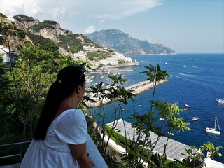 Nadmorski krajobraz Amalfi, Italia. - obrazy, fototapety, plakaty