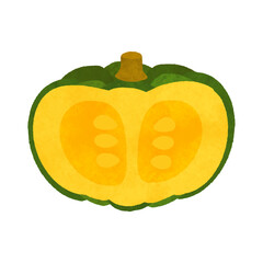 半分にカットされた南瓜