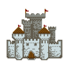 castle pixel art vector icon for games